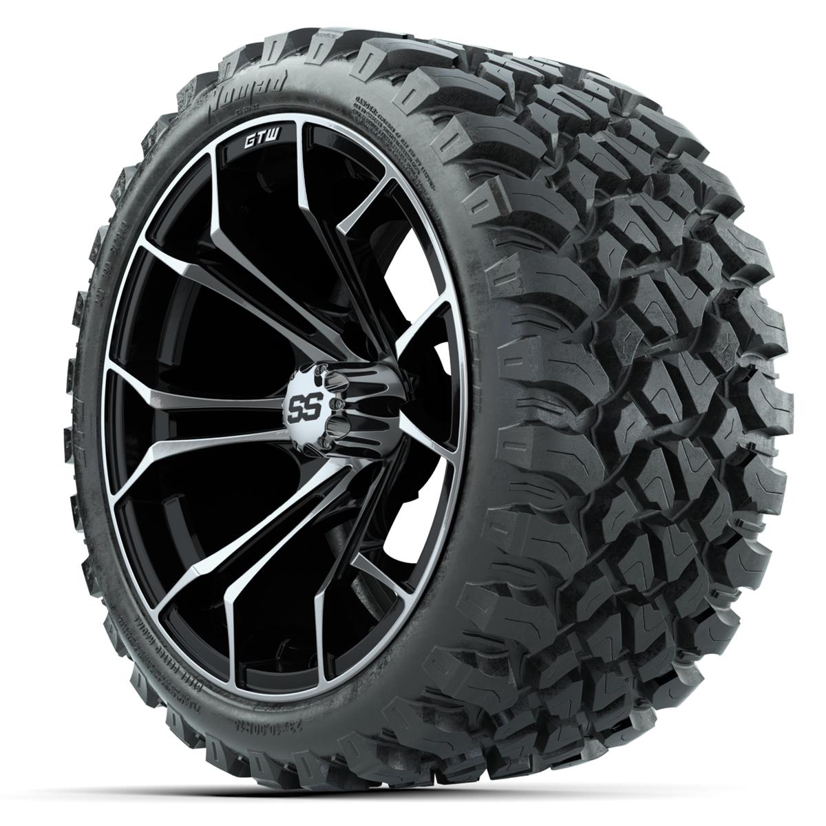 Set of (4) 15&Prime; GTW Spyder Machined/Black Wheels with 23x10-R15 Nomad All-Terrain Tires