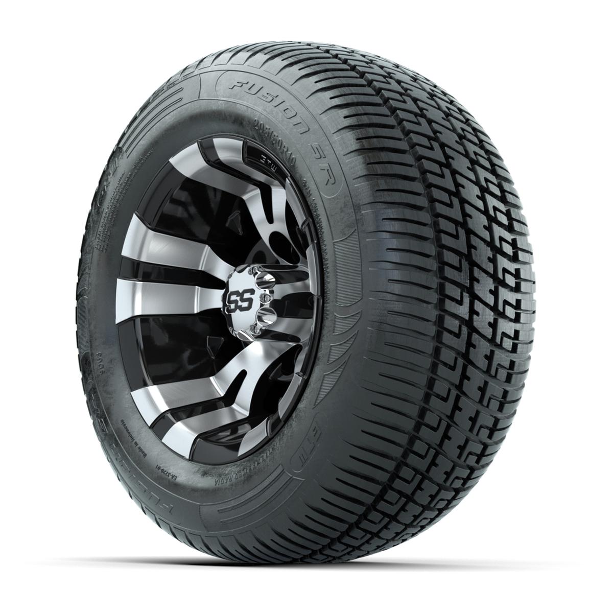 GTW Vampire Black/Machined 10 in Wheels with 205/50-R10 Fusion S/R Radial Steel Belt Street Tires – Full Set