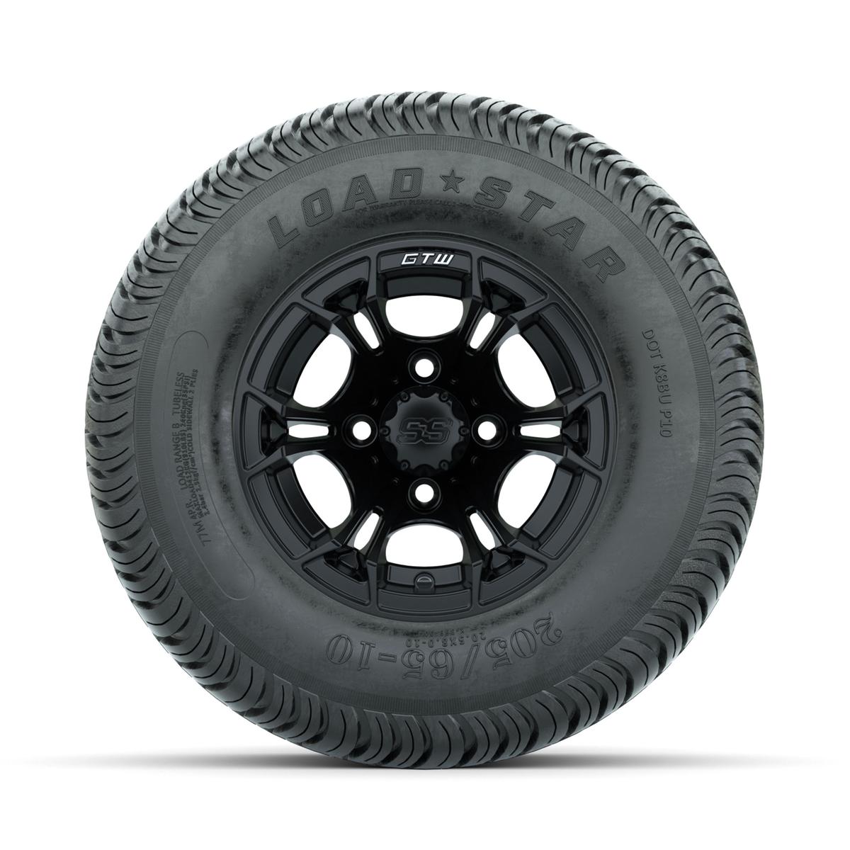 GTW Spyder Matte Black 10 in Wheels with 205/65-10 Kenda Load Star Street Tires – Full Set
