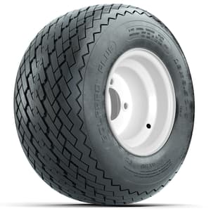 Set of (4) 8 in White Steel Wheels with 18 in Golf Pro Plus Sawtooth Tires (6-Ply)