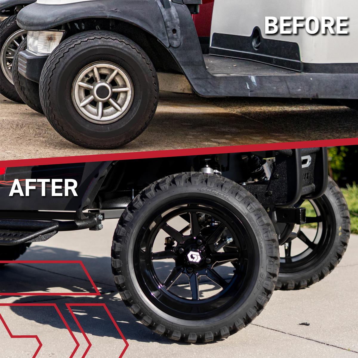 GTW&reg; Reaper Gloss Black 14 in Wheels with 23X10-R14 Maverick Steel Belted Radial All-Terrain Tires - Full Set