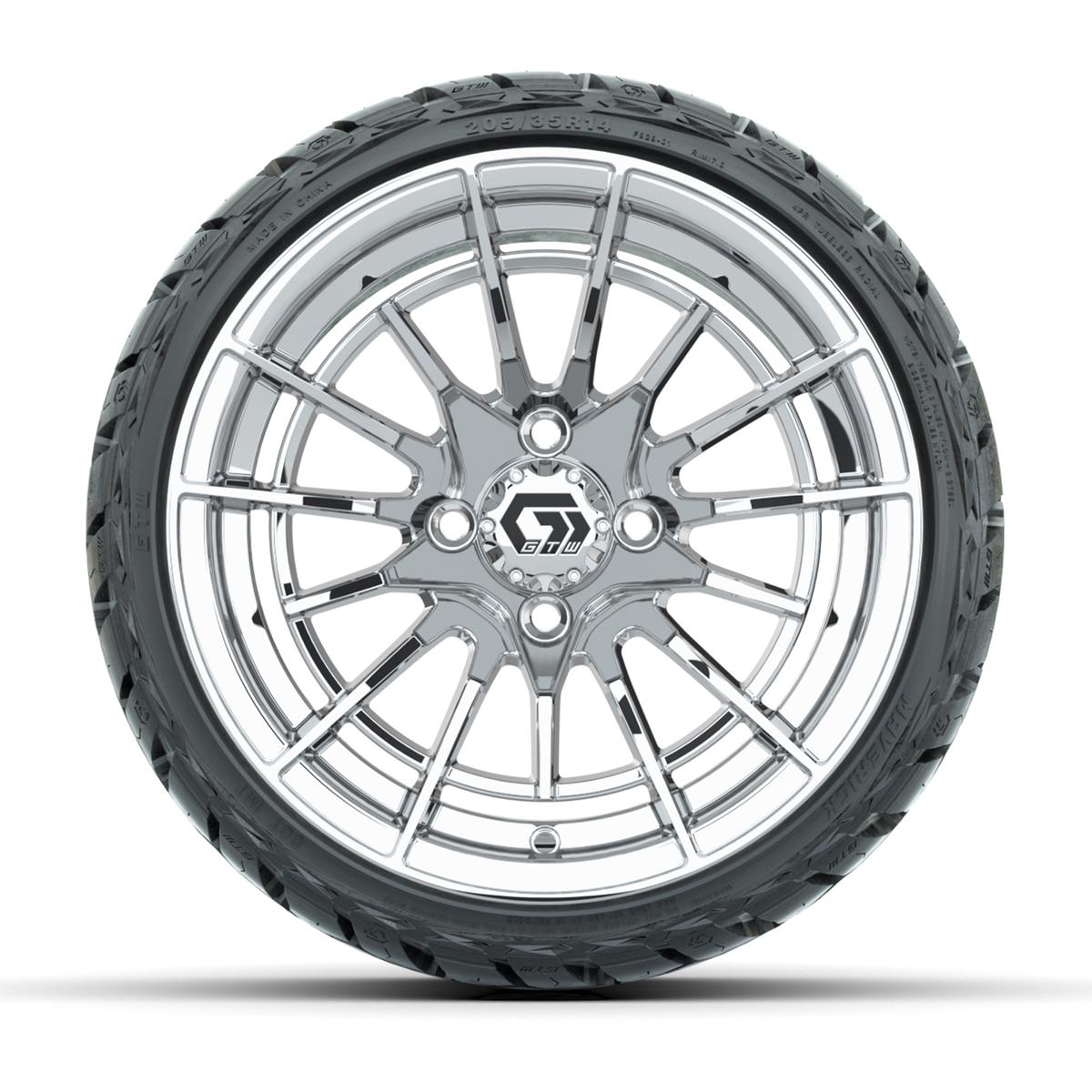 GTW Boost Chrome 14 in Wheels with 205/35-R14 Maverick Low-Profile All-Terrain Tires – Full Set