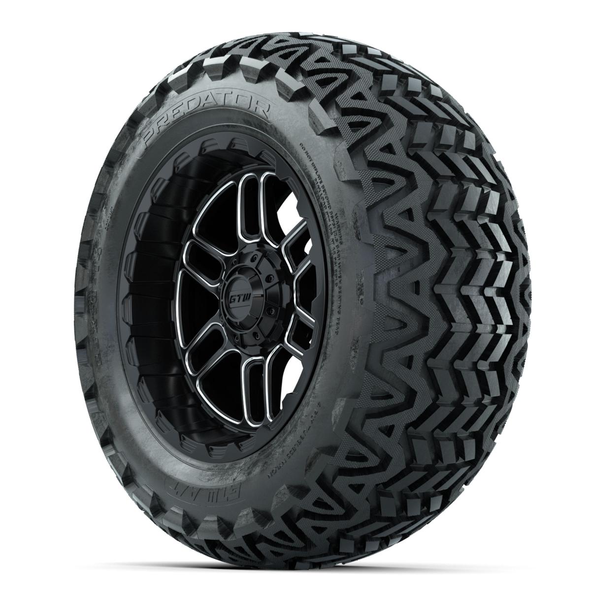 Set of (4) 14 in GTW® Titan Machined & Black Wheels with 23x10-14 Predator All-Terrain Tires