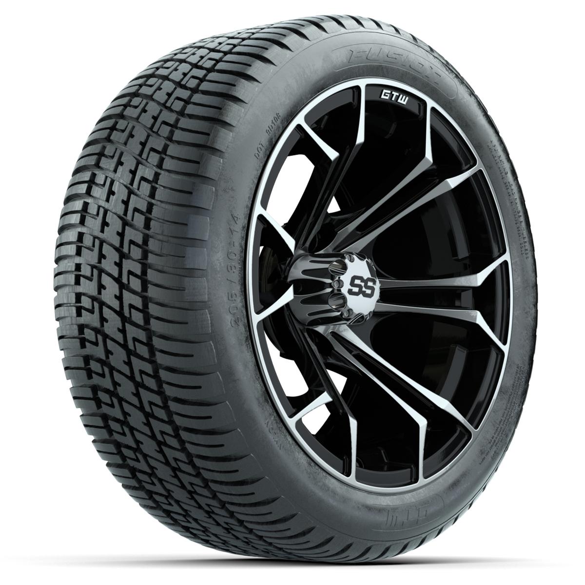 GTW Spyder Machined/Black 14 in Wheels with 205/30-14 Fusion Street Tires – Full Set