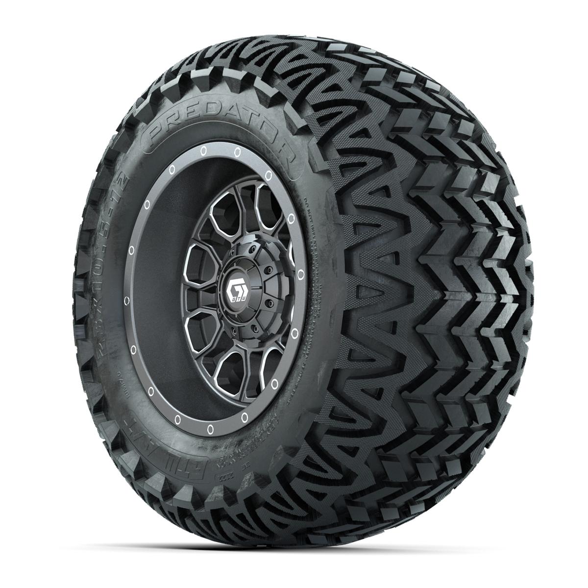 GTW Volt Gunmetal/Machined 12 in Wheels with 23x10.5-12 Predator All Terrain Tires – Full Set