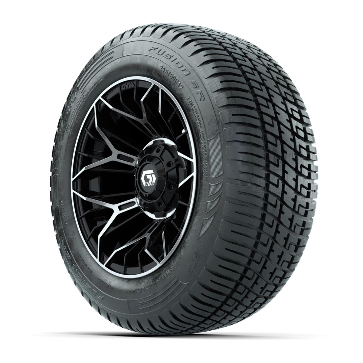 Set of (4) 12 in GTW® Stellar Machined & Black Wheels with 215/50-R12 Fusion S/R Street Tires