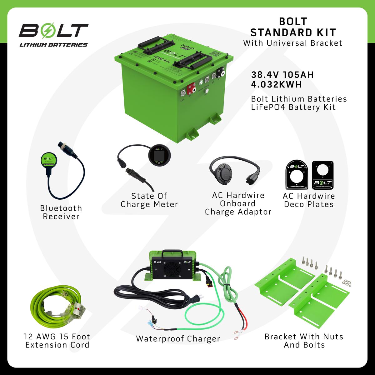 Bolt Energy Club Car DS (36V) 38V 105AH Heated Standard Battery Kit