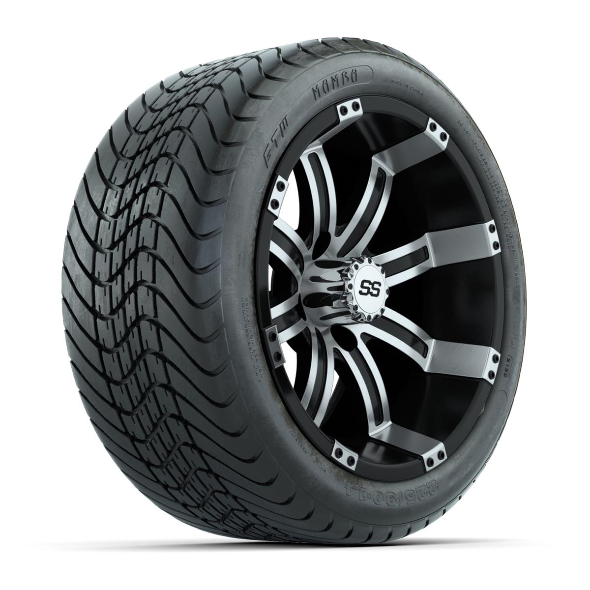 Set of (4) 14 inch GTW Tempest Machined/Black Wheels with GTW Mamba Street Tires