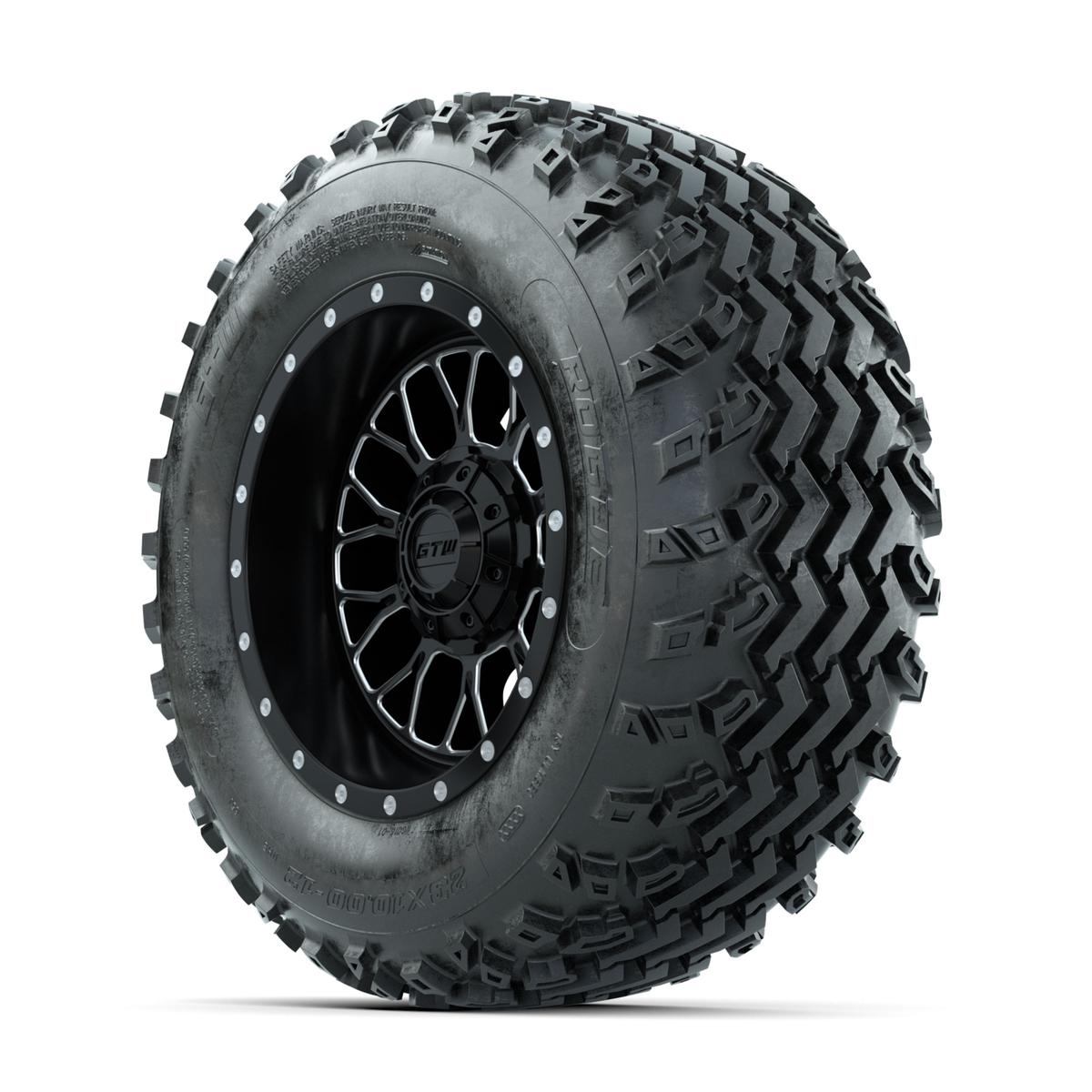 GTW Helix Machined/Black 12 in Wheels with 23x10.00-12 Rogue All Terrain Tires – Full Set