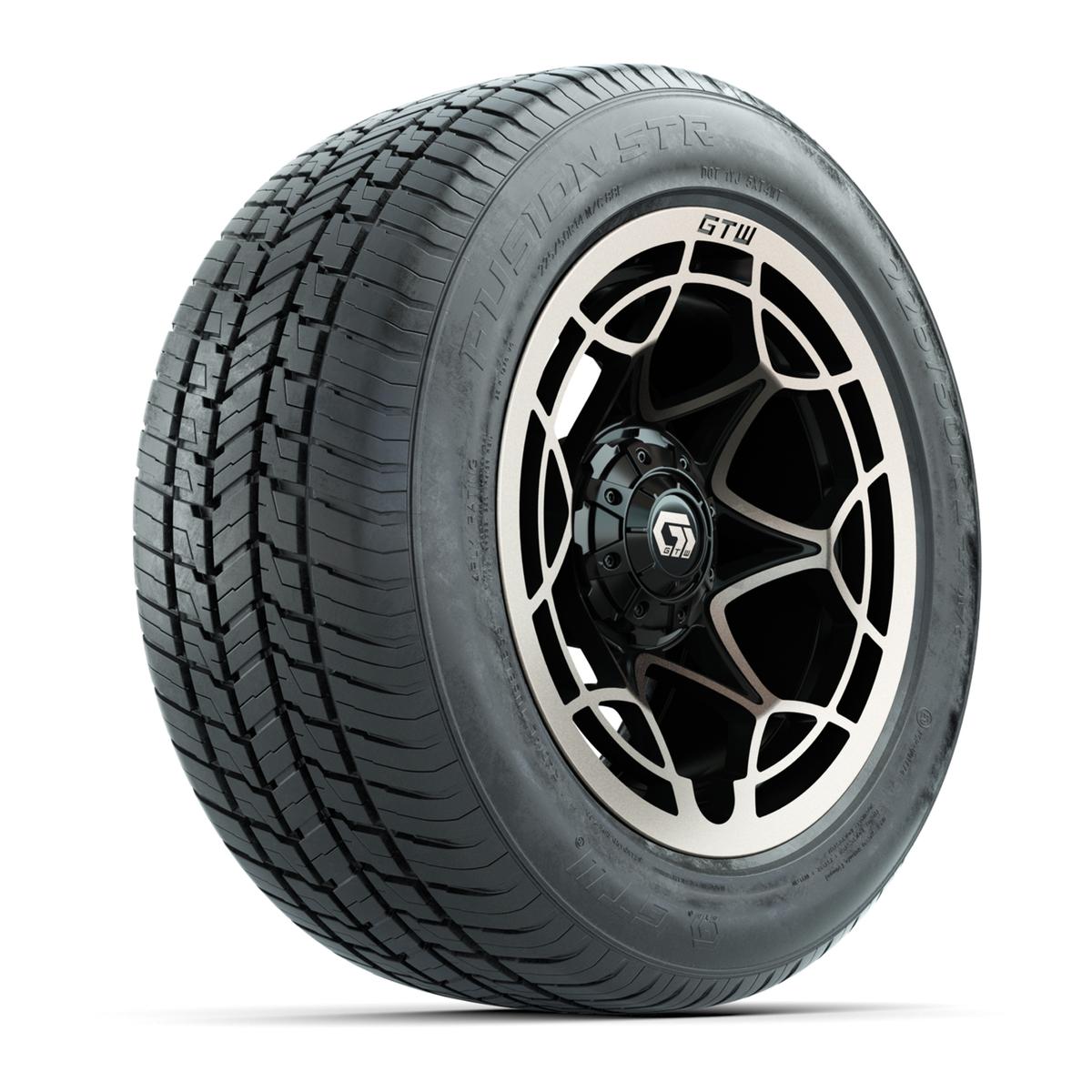 GTW&reg; Nexus Gloss Black and Satin Bronze 14 in Wheels with 255/50-R14 Fusion STR DOT Approved Street Tires - Full Set