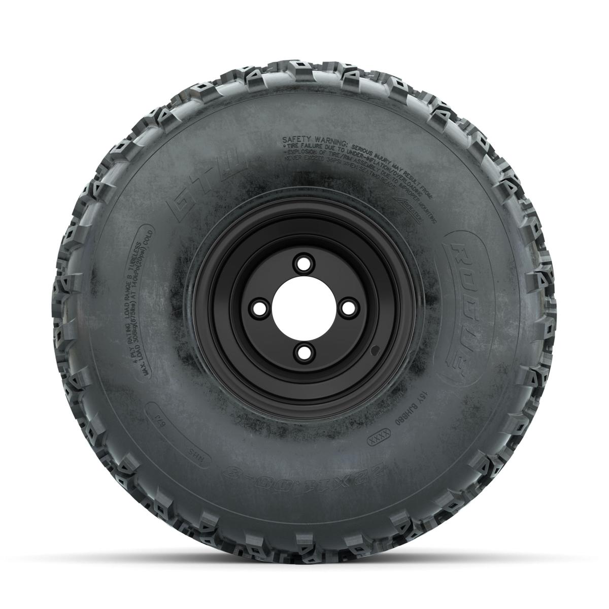 GTW Steel Matte Black 2:5 Offset 8 in Wheels with 22x11.00-8 Rogue All Terrain Tires – Full Set
