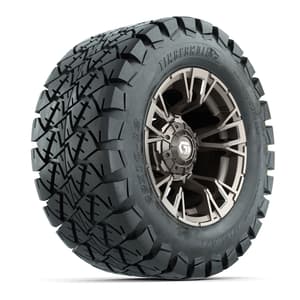 GTW® Vandal Satin Bronze/Machined 12 in Wheels with 22x10-12 Timberwolf All-Terrain Tires – Full Set