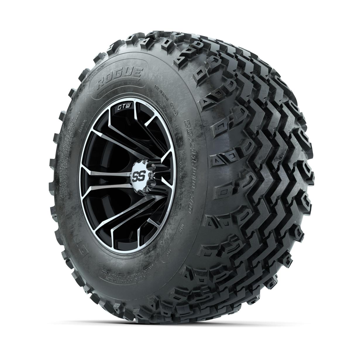 GTW Spyder Machined/Black 10 in Wheels with 22x11.00-10 Rogue All Terrain Tires �� Full Set