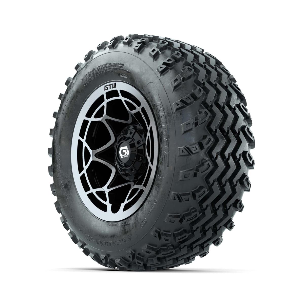 GTW&reg; Nexus Black/Silver 12 in Wheels with 23X10.00-12 Rogue All-Terrain Tires – Full Set