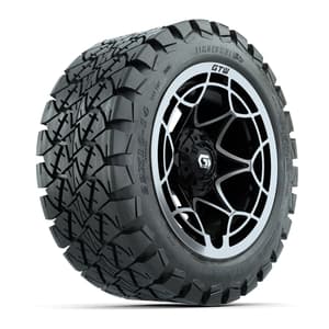 GTW® Nexus Gloss Black/Silver 14 in Wheels with 22x10-14 Timberwolf All-Terrain Tires – Full Set