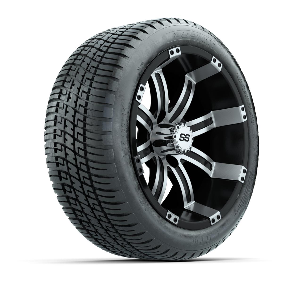 GTW Tempest Black and Machined 14 in Wheels with 19in Fusion Street Tires – Set of 4