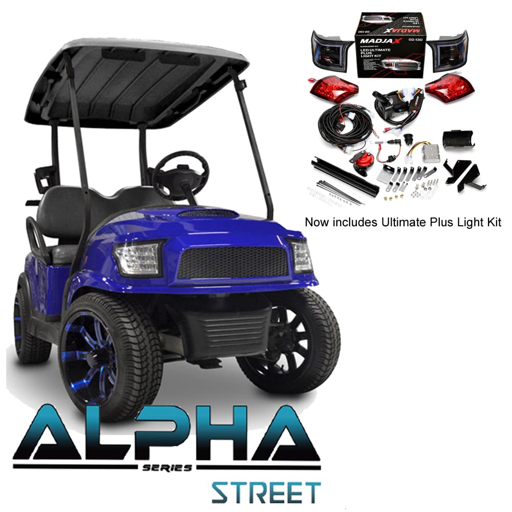 ALPHA Club Car Precedent Street Body Kit in Blue with Ultimate Plus Light Kit