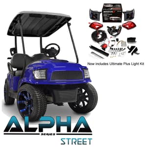 ALPHA Club Car Precedent Street Body Kit in Blue with Ultimate Plus Light Kit
