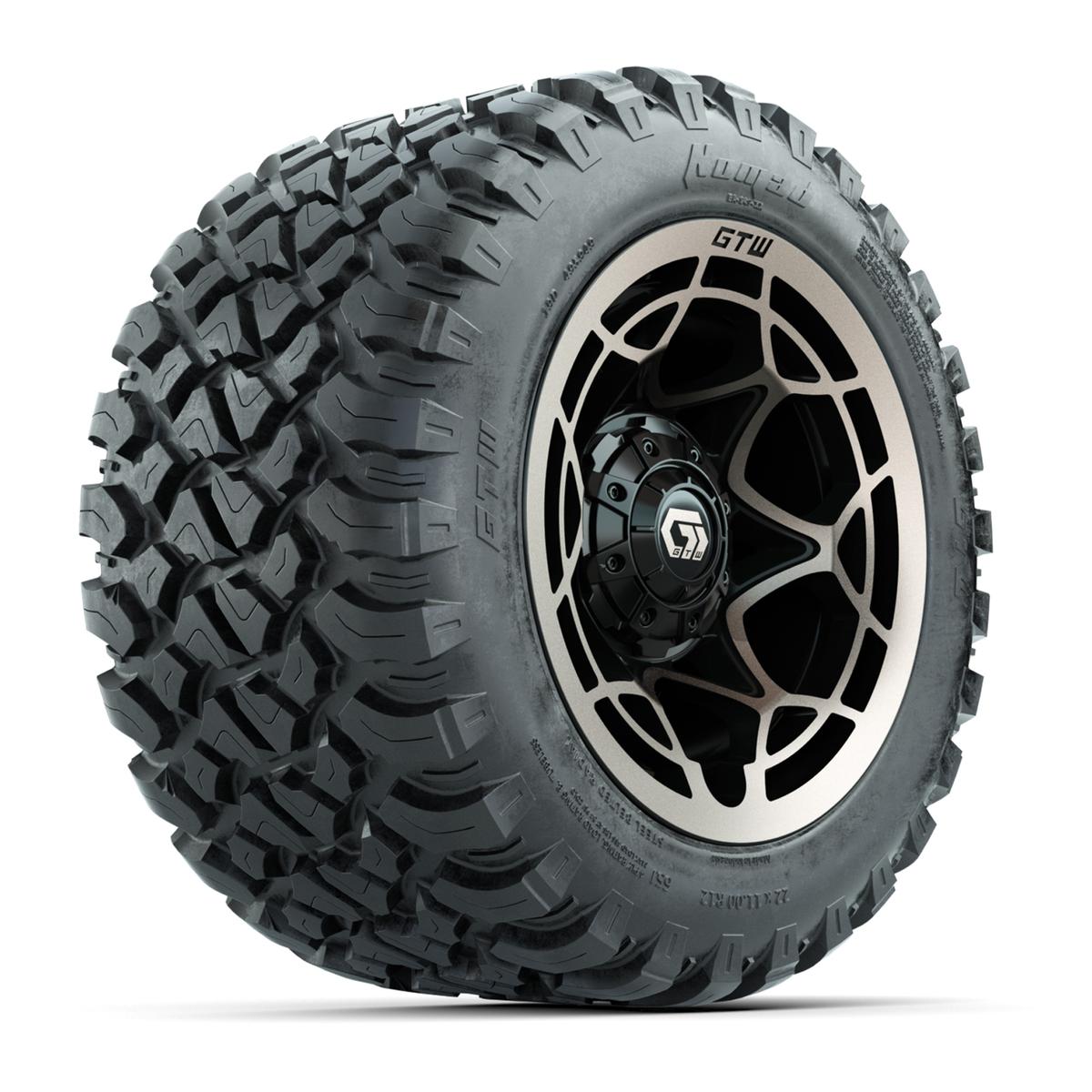 GTW&reg; Nexus Black with Bronze Face 12 in Wheels with 22X11-R12 Nomad Steel Belt Radial All-Terrain Tires – Full Set
