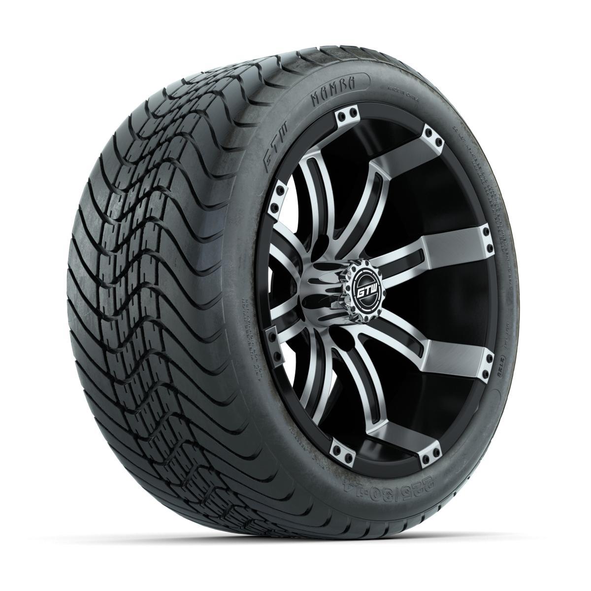 14” GTW Tempest Black and Machined Wheels with GTW Mamba Street Tires – Set of 4