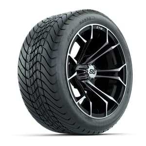 GTW Spyder Machined/Black 14 in Wheels with 225/30-14 Mamba Street Tires – Full Set