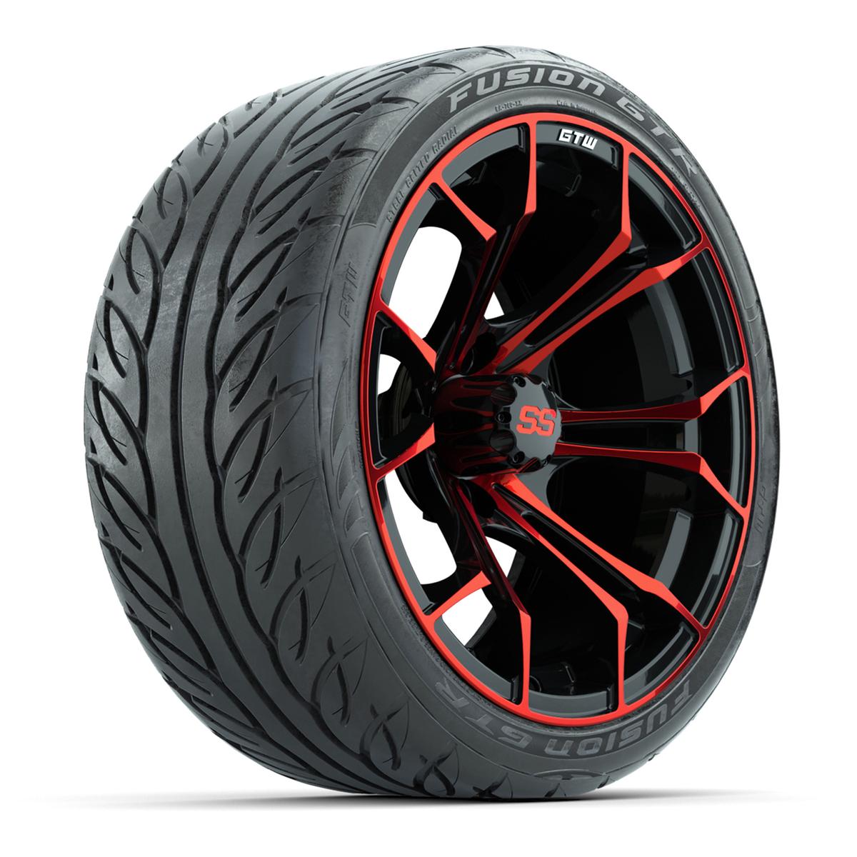 GTW Spyder Red/Black 15 in Wheels with 215/40-R15 Fusion GTR Street Tires – Full Set