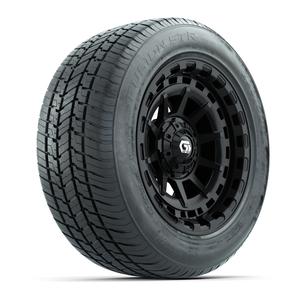 GTW&reg; Barricade Gloss Black 14 in Wheels with 255/50-R14 Fusion STR DOT Approved Street Tires - Full Set