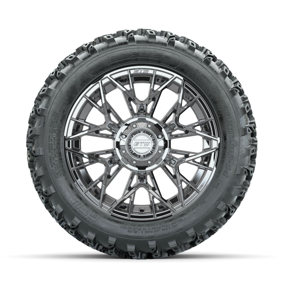 GTW Stellar Chrome 14 in Wheels with 23x10.00-14 Rogue All Terrain Tires – Full Set