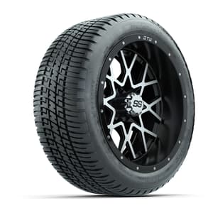 GTW&reg; Vortex 2 Matte Black/Machined 14 in Wheels with 205/30-R14 Fusion Street Tires – Full Set