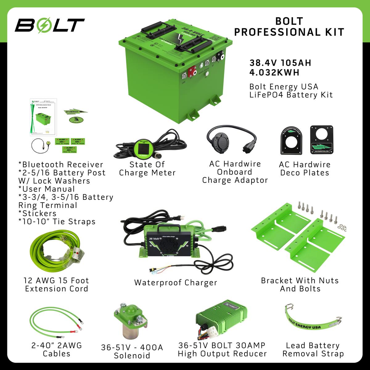 Bolt Energy 38V 105AH Heated Professional Accessory Battery Kit