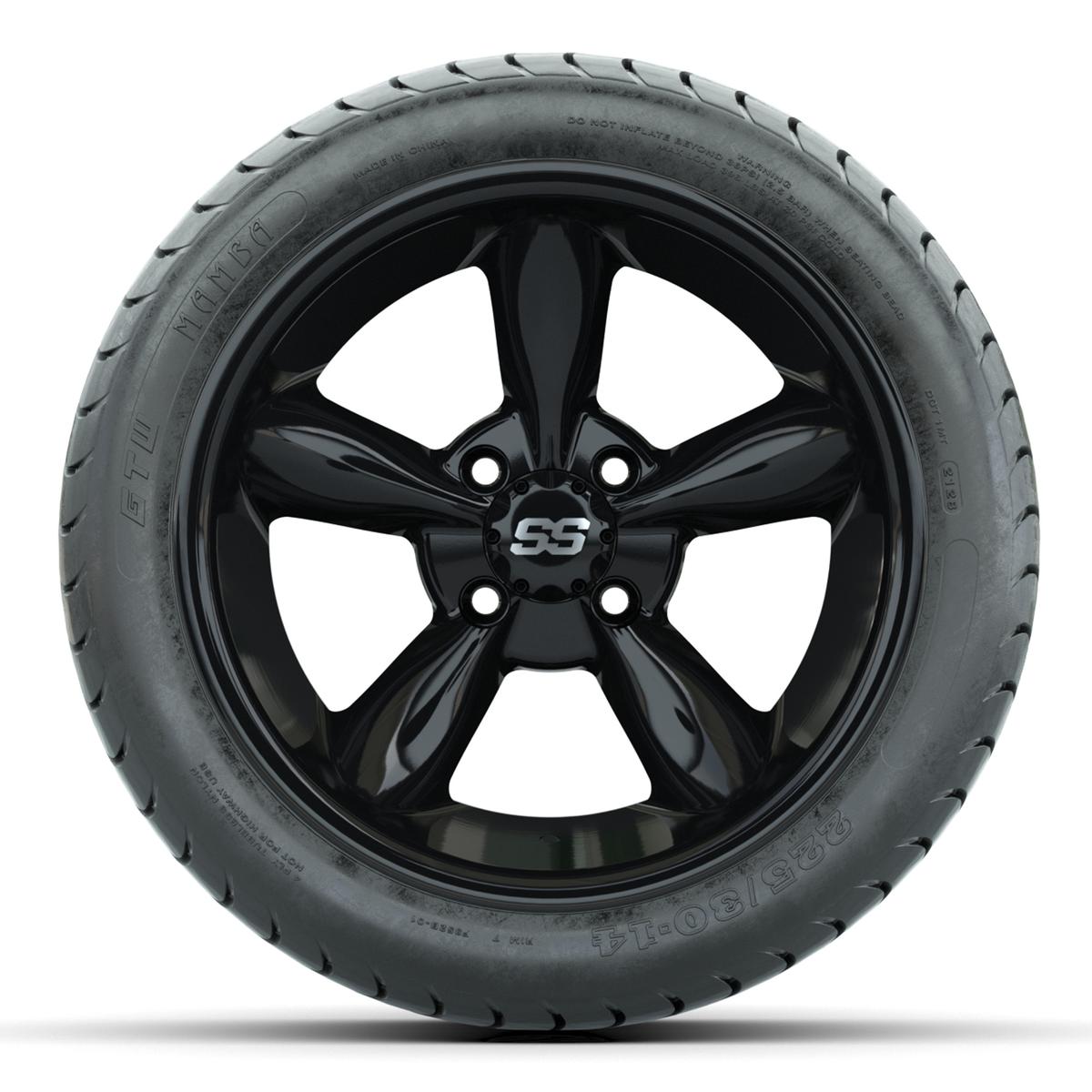 Set of (4) 14 in GTW Godfather Wheels with 225/30-14 Mamba Street Tires