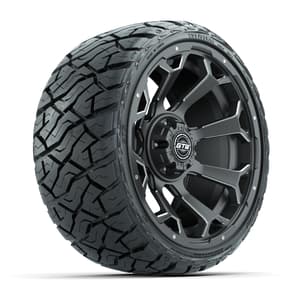 GTW&reg; Raven Matte Gray/Ball Milled 14 in Wheels with 205/35-R14 Maverick Low-Profile All-Terrain Tires – Full Set