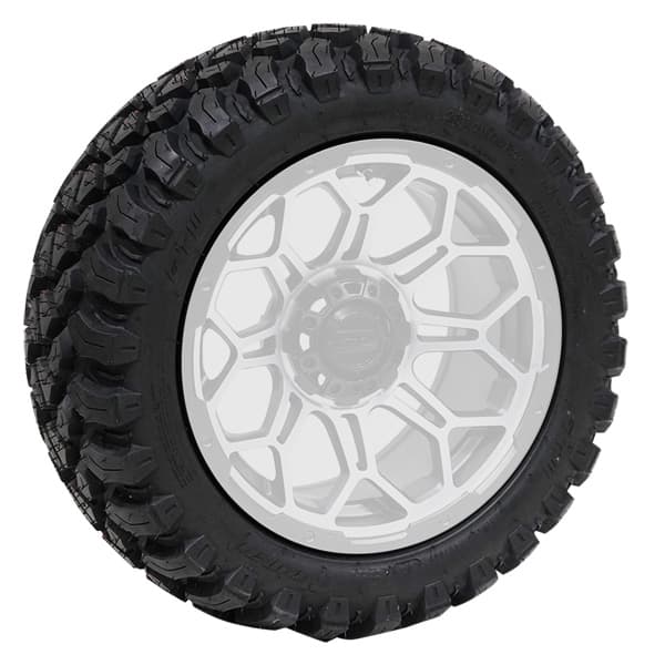 GTW® Spyder Silver Brush 14 in Wheels with 23X10-R14 Nomad Steel Belt Radial All-Terrain Tires – Full Set