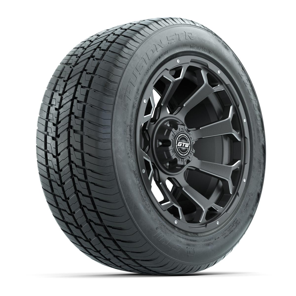 GTW&reg; Raven Matte Gray 14 in Wheels with 225/50-R14 Fusion STR DOT Approved Street Tires - Full Set