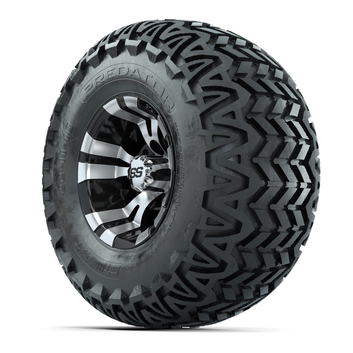 GTW Vampire Black and Machined Wheels with 22in Predator A-T Tires - 10 Inch