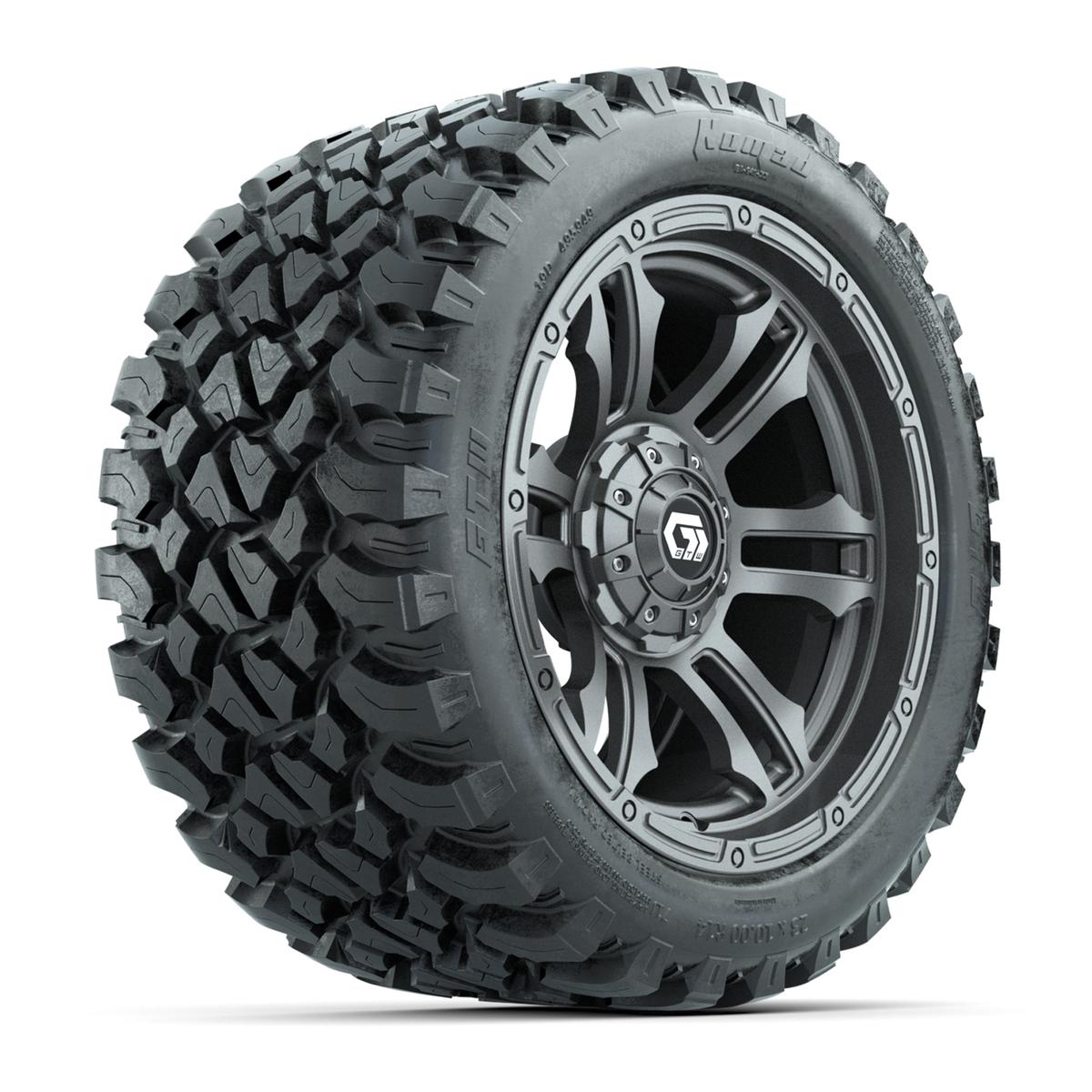 GTW&reg; Shogun Gunmetal 14 in Wheels with 23X10-R14 Nomad Steel Belt Radial All-Terrain Tires – Full Set