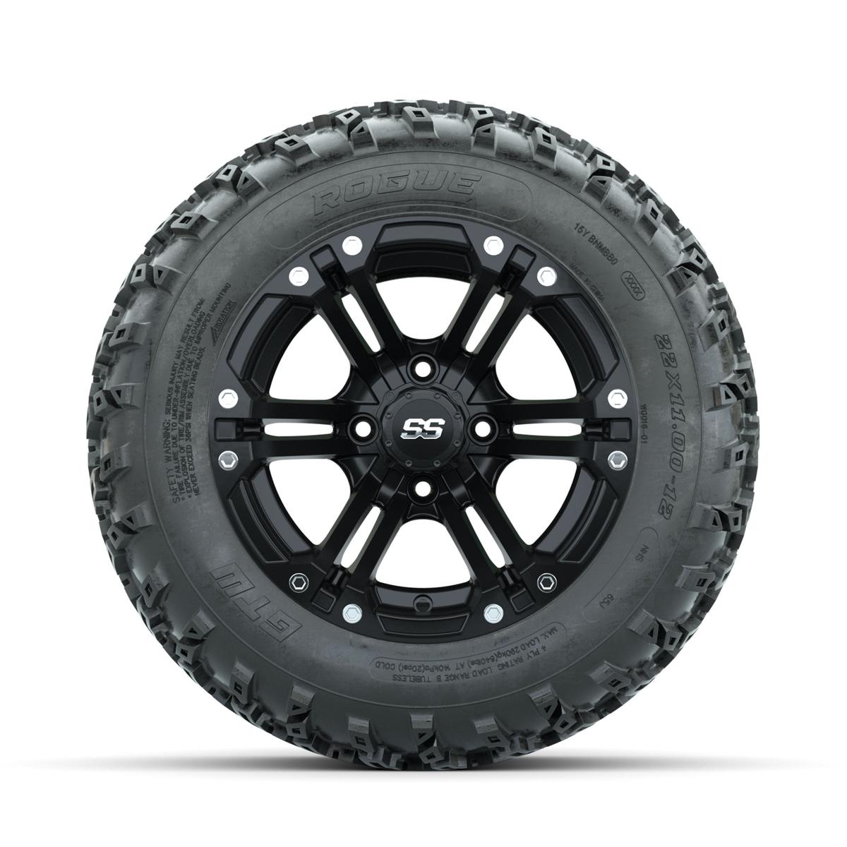 GTW Specter Matte Black 12 in Wheels with 22x11.00-12 Rogue All Terrain Tires – Full Set