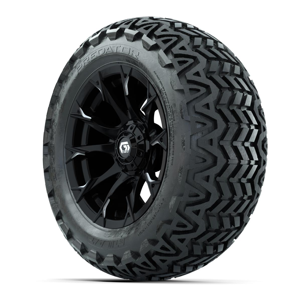 GTW® Diablo Gloss Black/Machined 14 in Wheels with 23x10-14 Predator All-Terrain Tires – Full Set