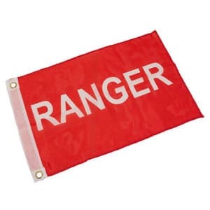 Red Ranger Flag w/ White Letters 12" X 18"