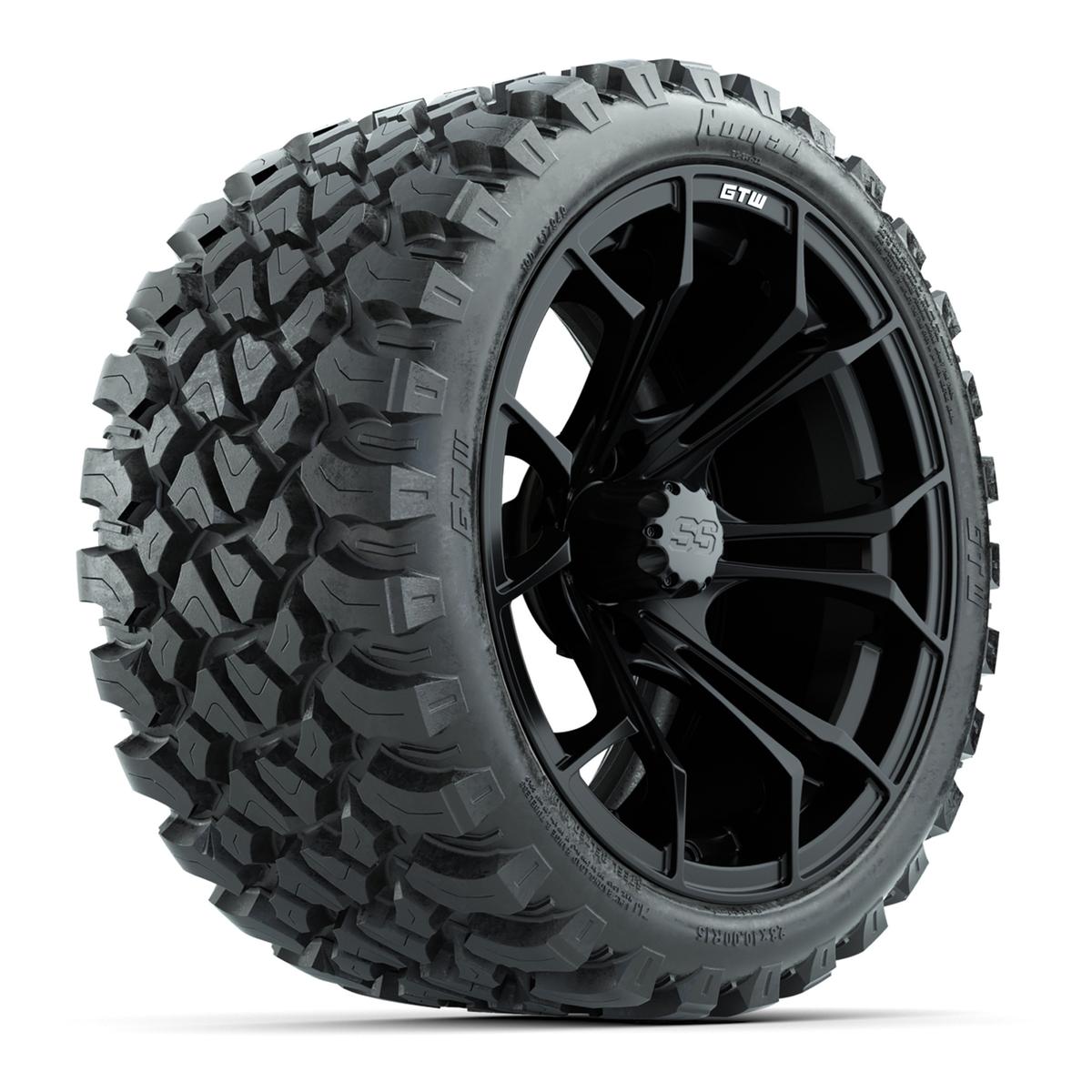 GTW Spyder Matte Black 15 in Wheels with 23x10-R15 Nomad All-Terrain Tires – Full Set