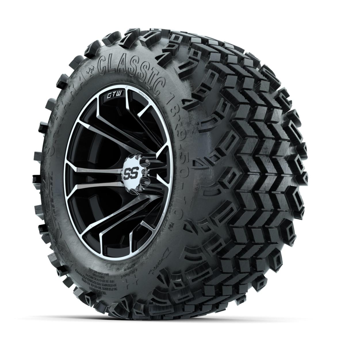 GTW Spyder Machined/Black 10 in Wheels with 18x9.50-10 Sahara Classic All Terrain Tires – Full Set