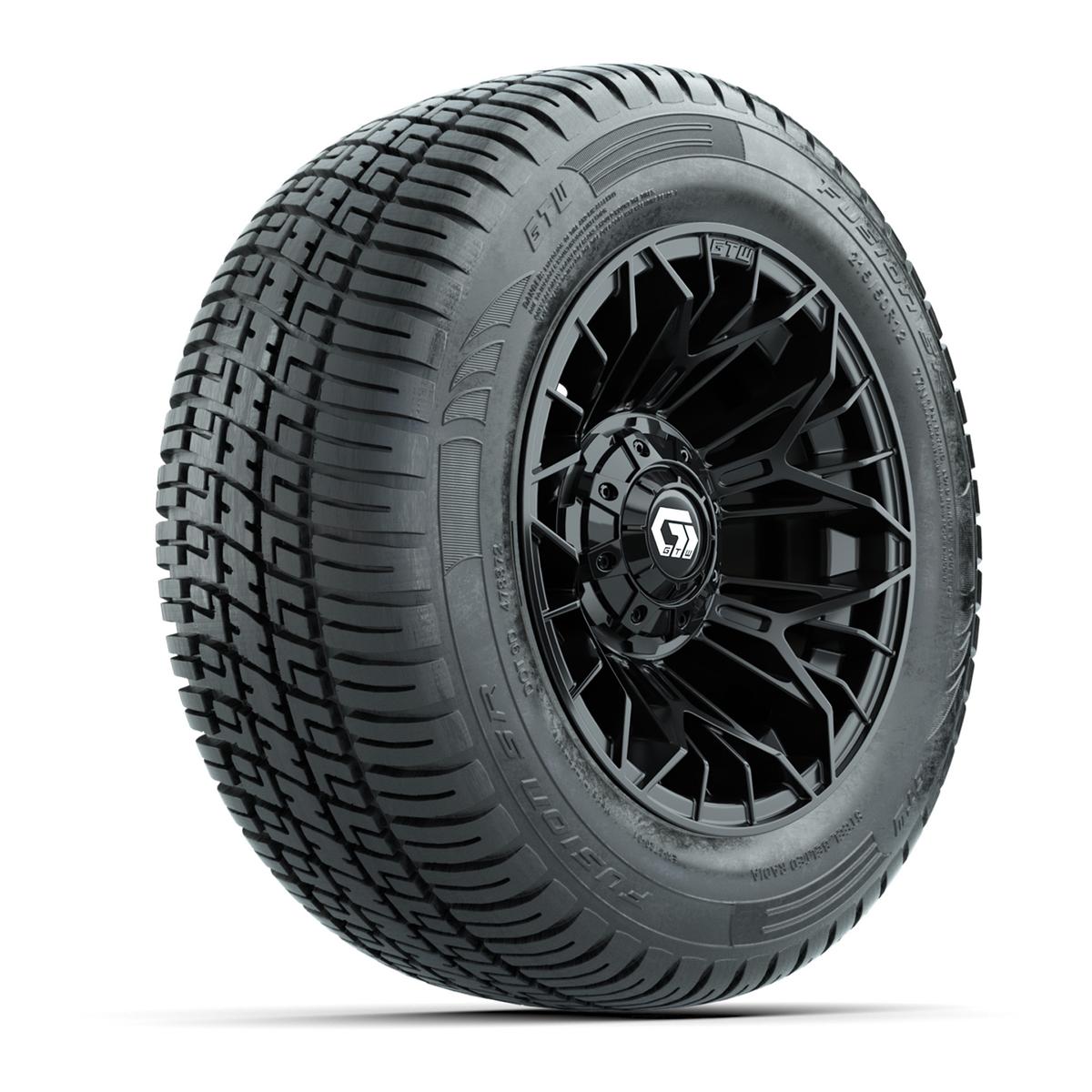 Set of (4) 12 in GTW® Stellar Black Wheels with 215/50-R12 Fusion S/R Street Tires