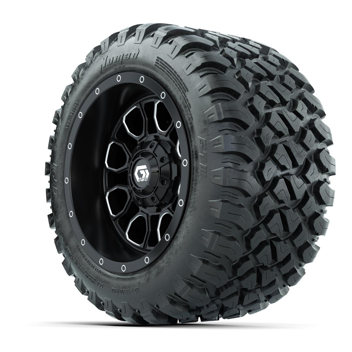 Set of (4) 12 in GTW® Volt Machined & Black Wheels with 22x11-R12 Nomad All-Terrain Tires