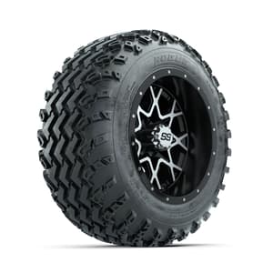GTW Vortex Machined/Matte Black 12 in Wheels with 22x11.00-12 Rogue All Terrain Tires – Full Set