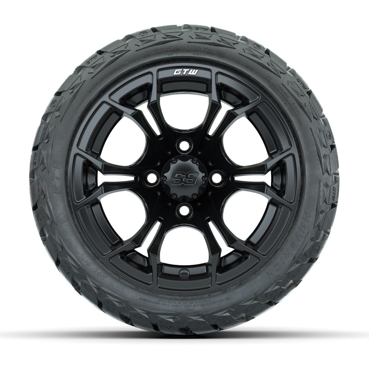 GTW Spyder Matte Black 12 in Wheels with 215/40-R12 Maverick Low-Profile All-Terrain Tires – Full Set