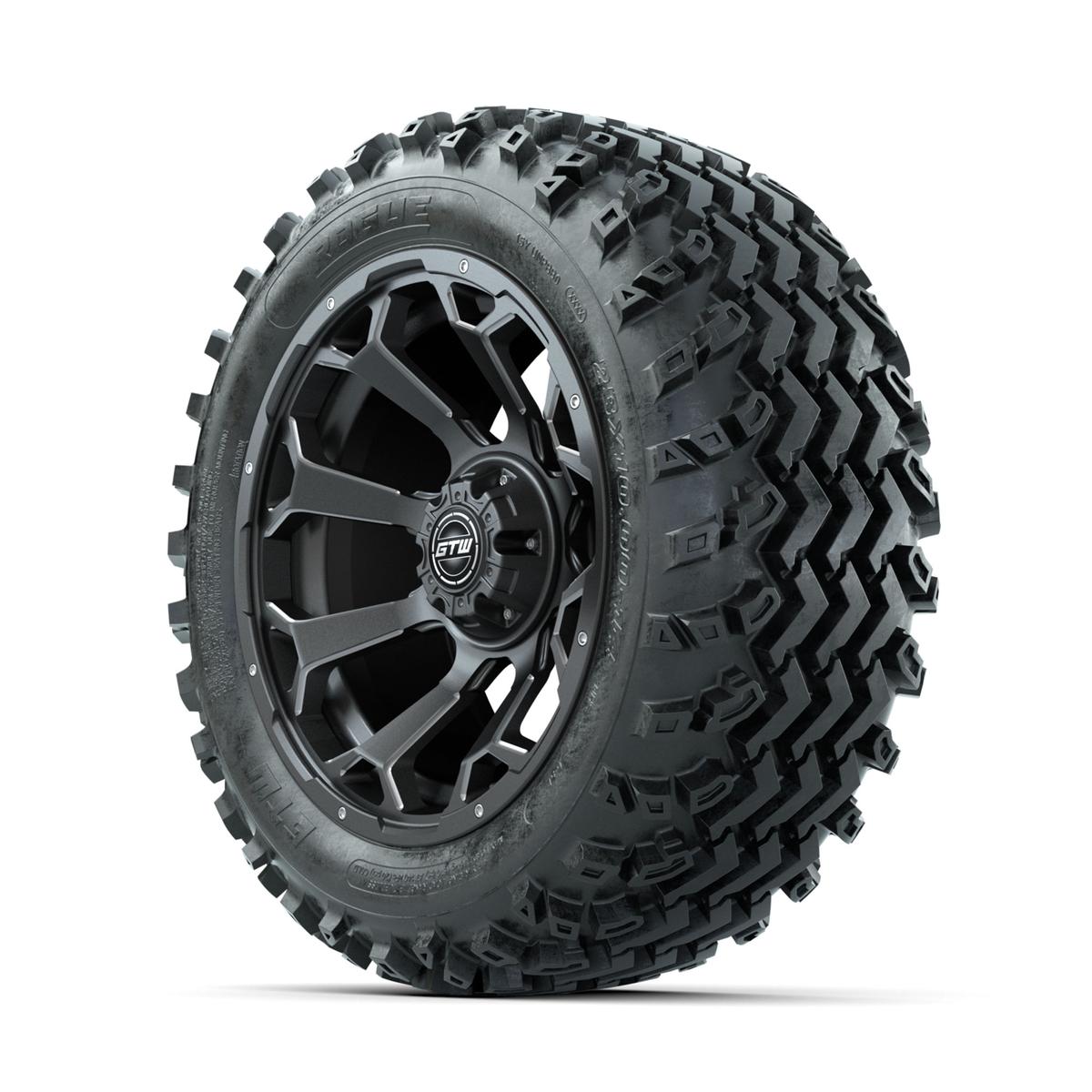 GTW Raven Ball Milled/Matte Grey 14 in Wheels with 23x10.00-14 Rogue All Terrain Tires – Full Set