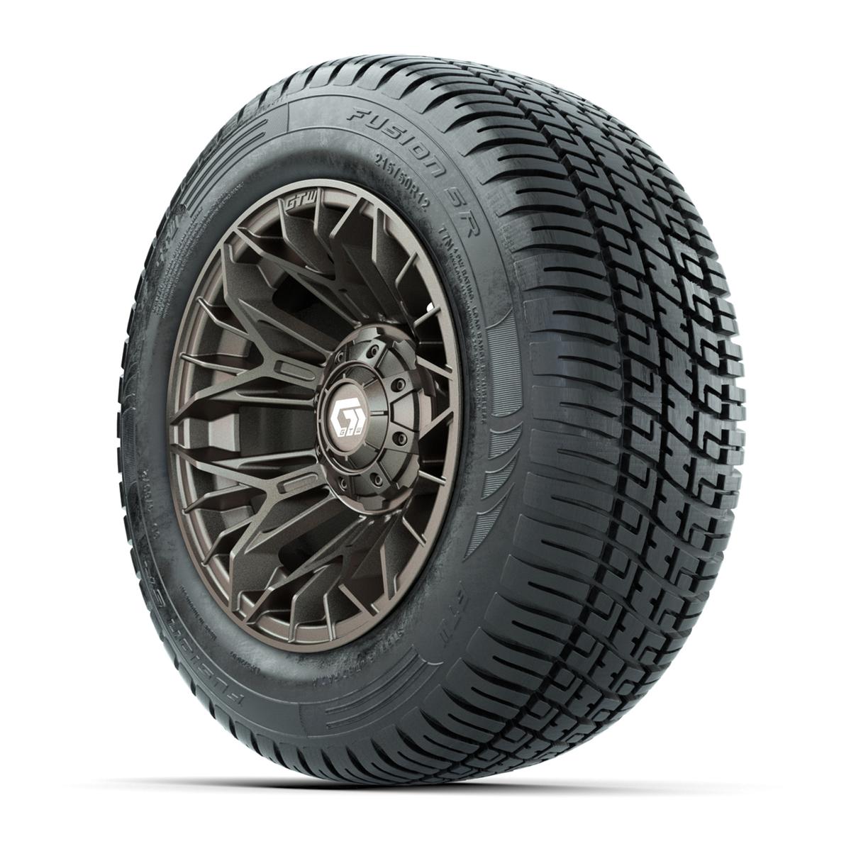 Set of (4) 12 in GTW® Stellar Matte Bronze Wheels with 215/50-R12 Fusion S/R Street Tires