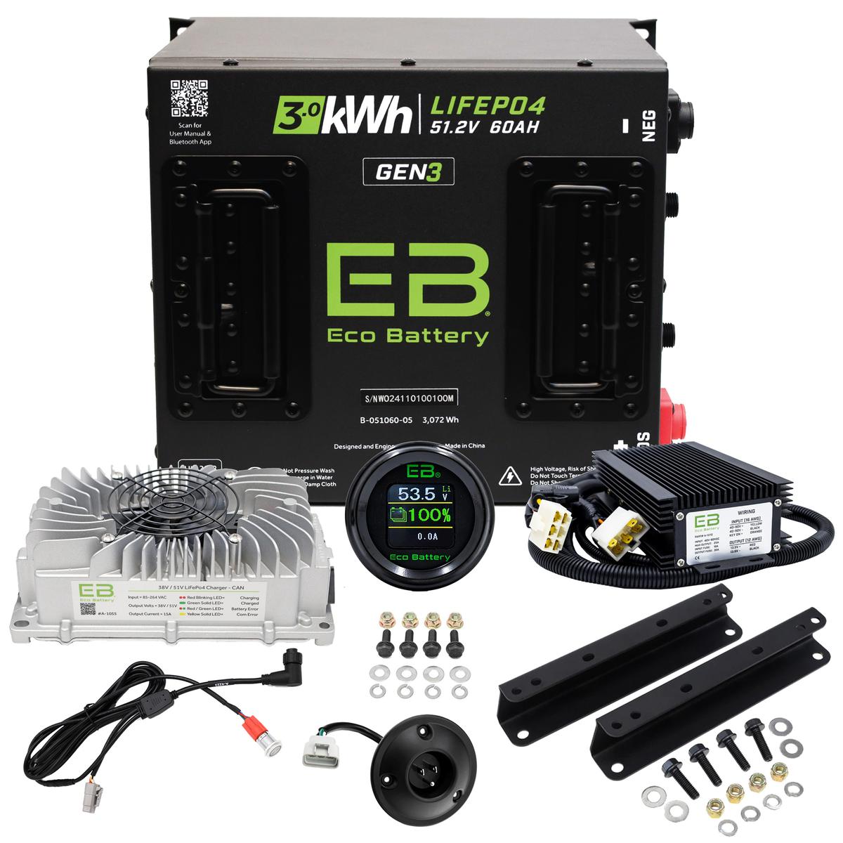 Yamaha G19/G22 Eco Lithium 51V 60Ah GEN3 Battery Bundle - Cube