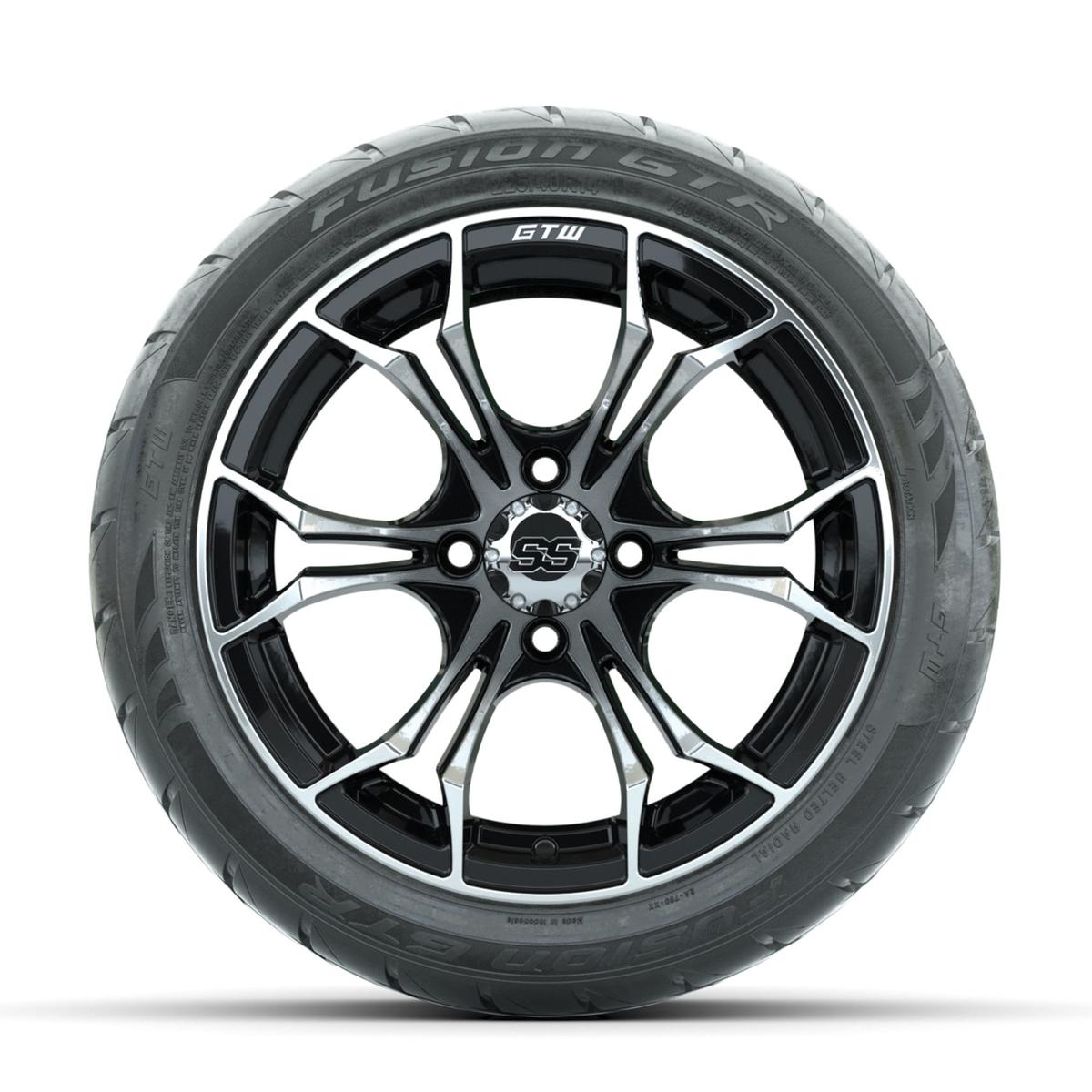 GTW Spyder Machined/Black 14 in Wheels with 225/40-R14 Fusion GTR Street Tires – Full Set