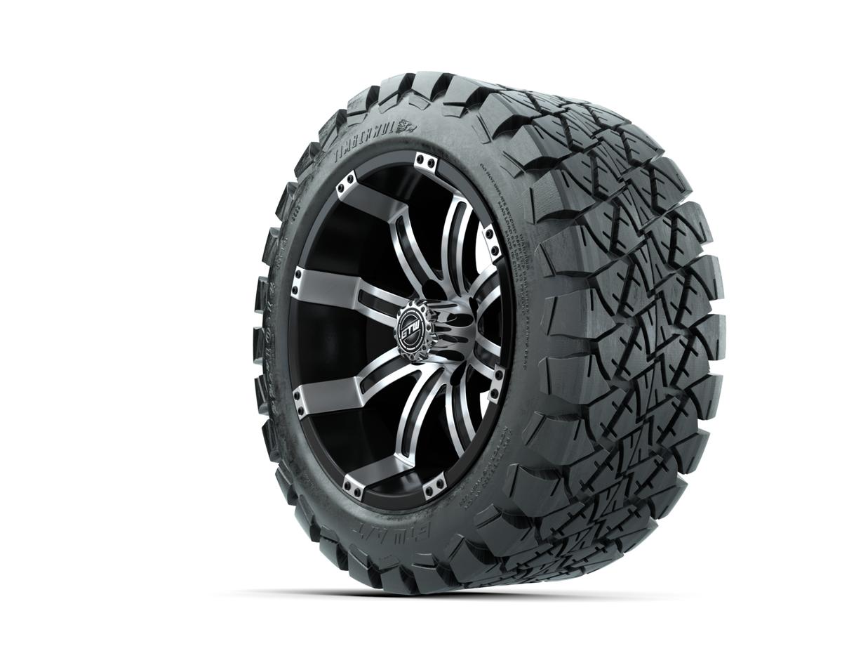14” GTW Tempest Black and Machined Wheels with 22” Timberwolf Mud Tires – Set of 4